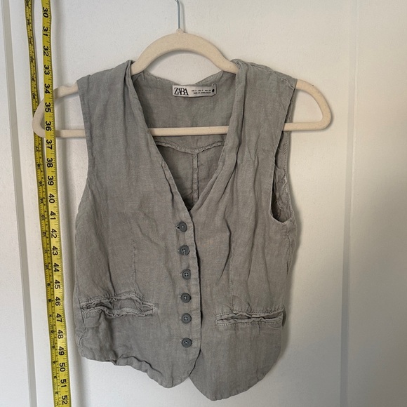 Zara Tops - Zara Light Gray/blue Women's Buttoned Vest